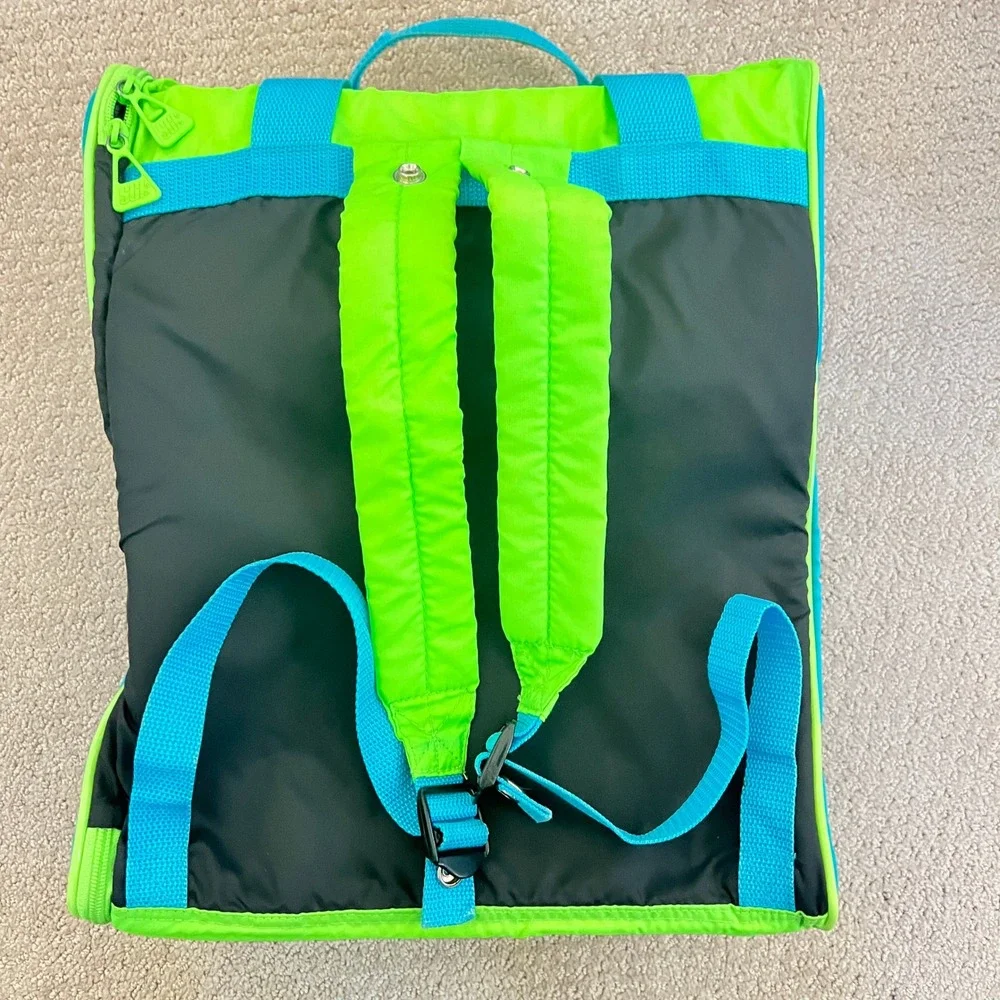 Vtg SGI Wiz Personal Locker Backpack Organizer Neon Grn Blue 90s Kid Bag 15x12x6